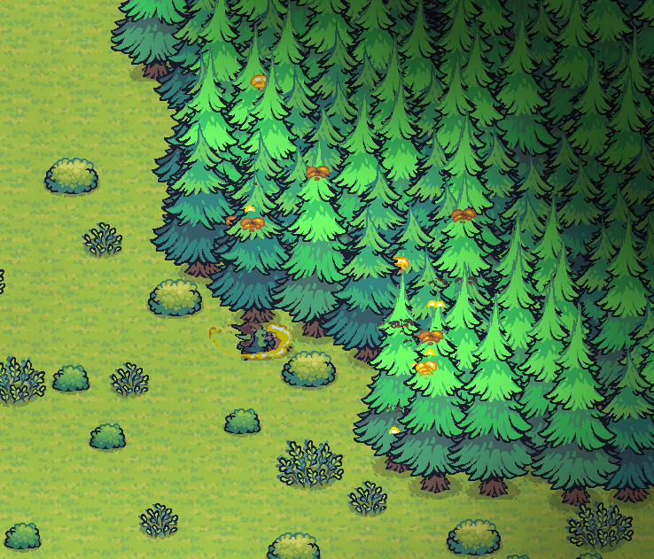 A Torch Goblin setting fire to a dense group of trees