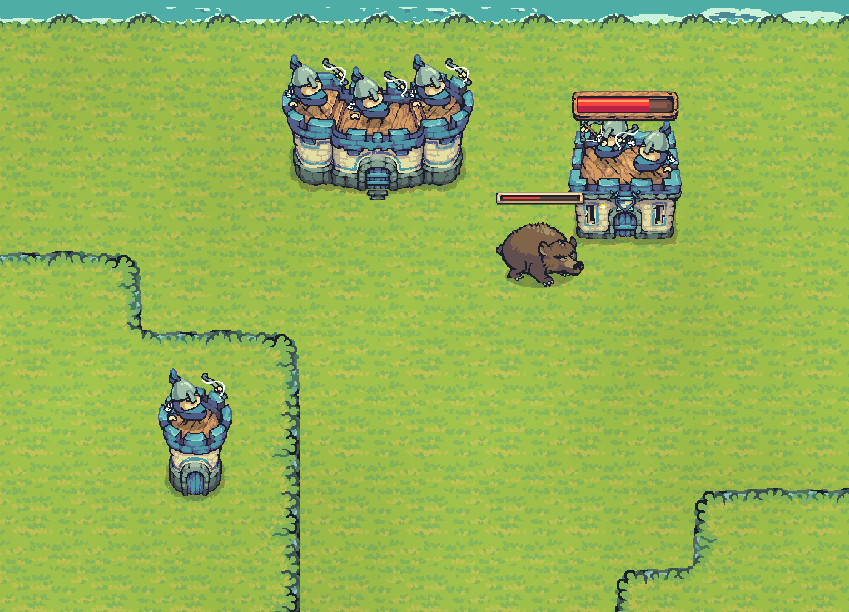 Archers standing on top of a building and firing from a rooftop position